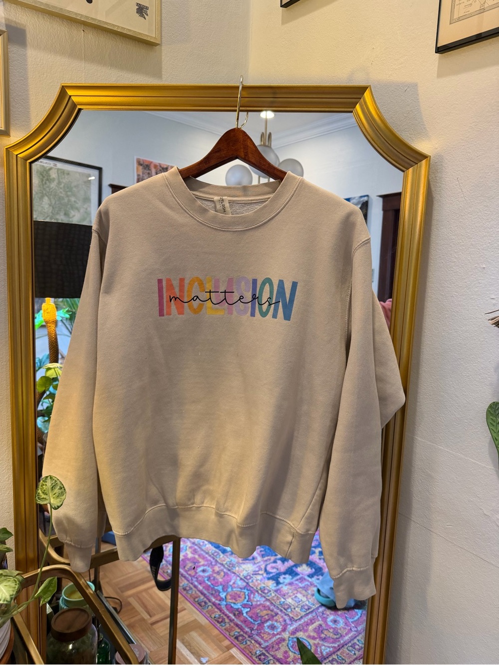 'Inclusion Matters' Rainbow Letter Crewneck Sweatshirt